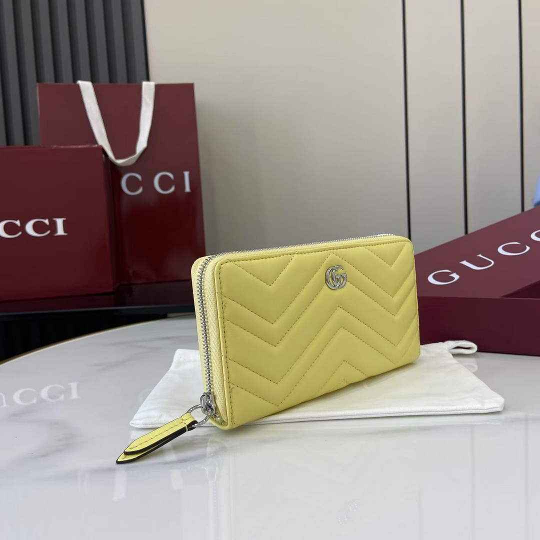 Gucci GG Marmont Leather Zip Wallet - Yellow 837758