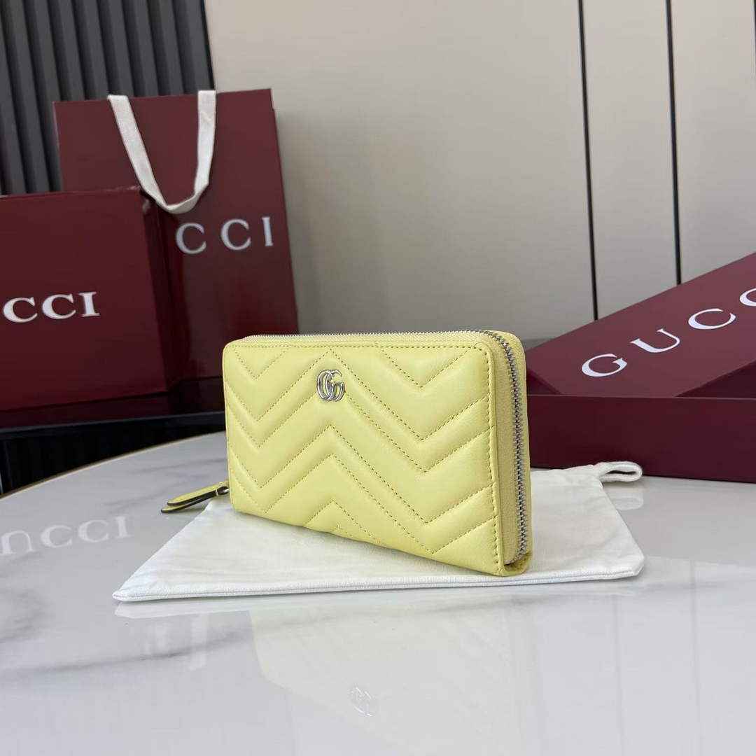 Gucci GG Marmont Leather Zip Wallet - Yellow 837758