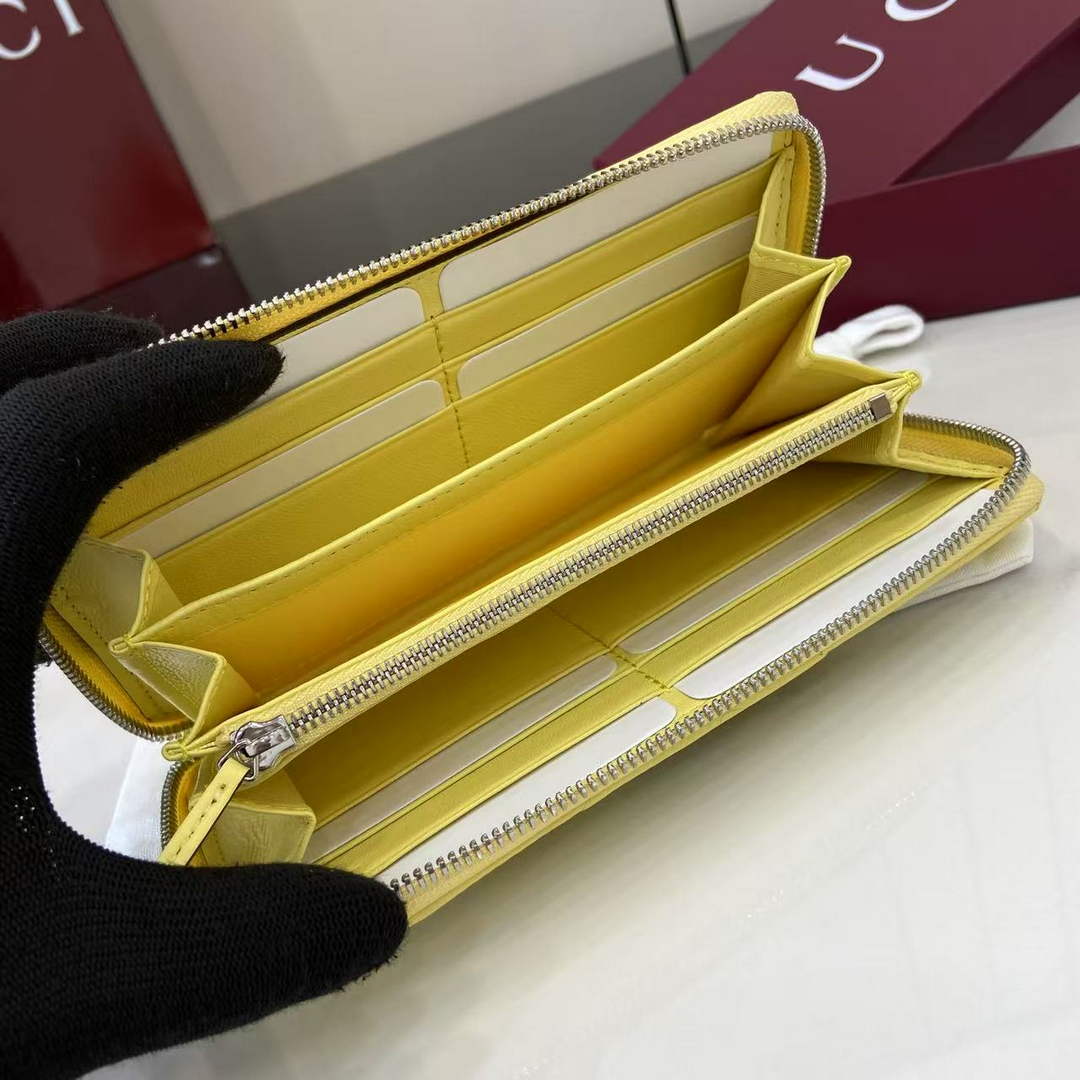 Gucci GG Marmont Leather Zip Wallet - Yellow 837758