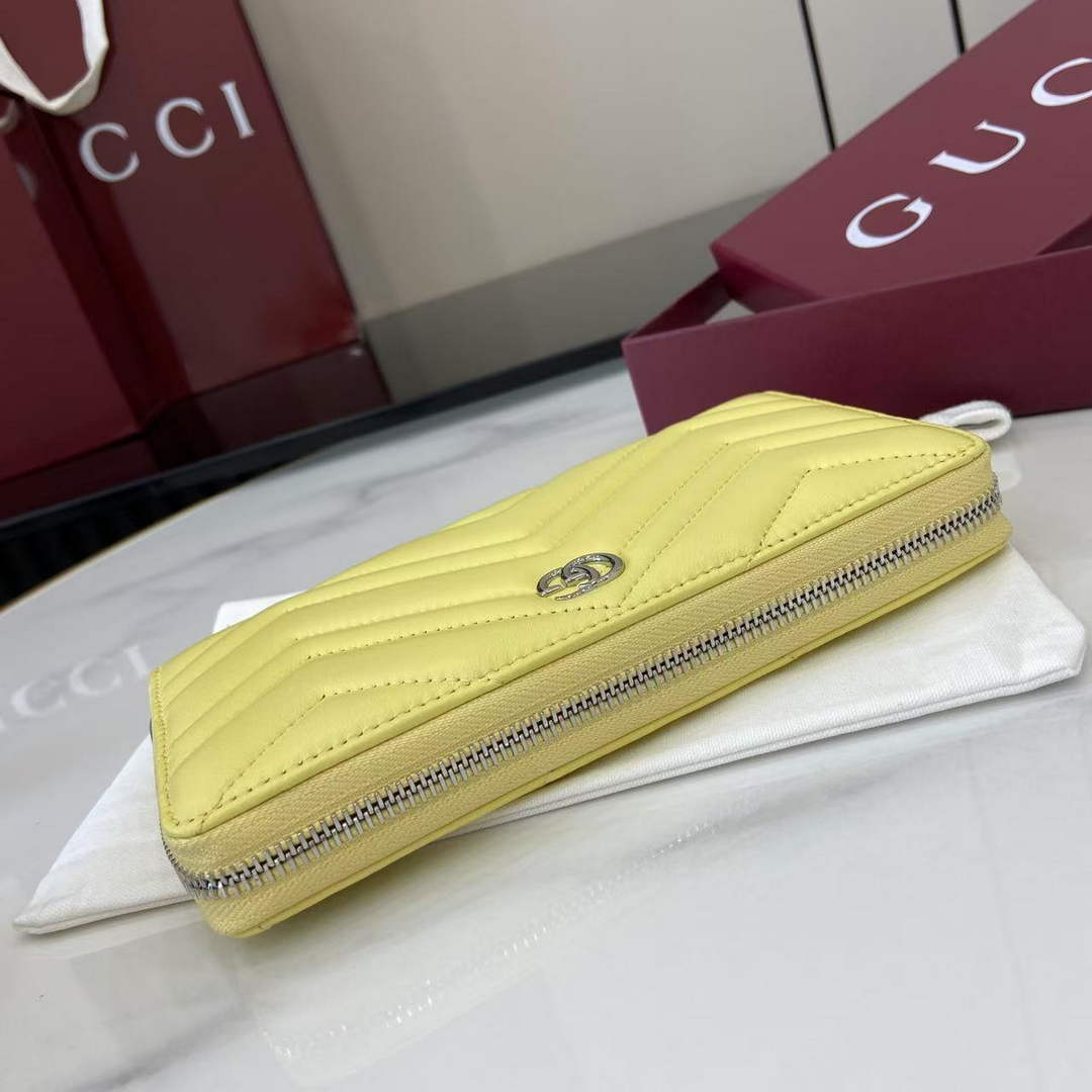 Gucci GG Marmont Leather Zip Wallet - Yellow 837758