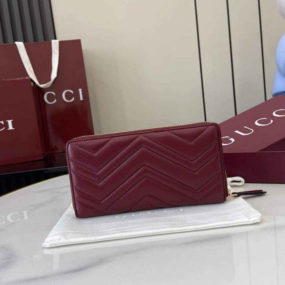 Gucci GG Marmont Leather Zip Wallet - Wine Red 837758