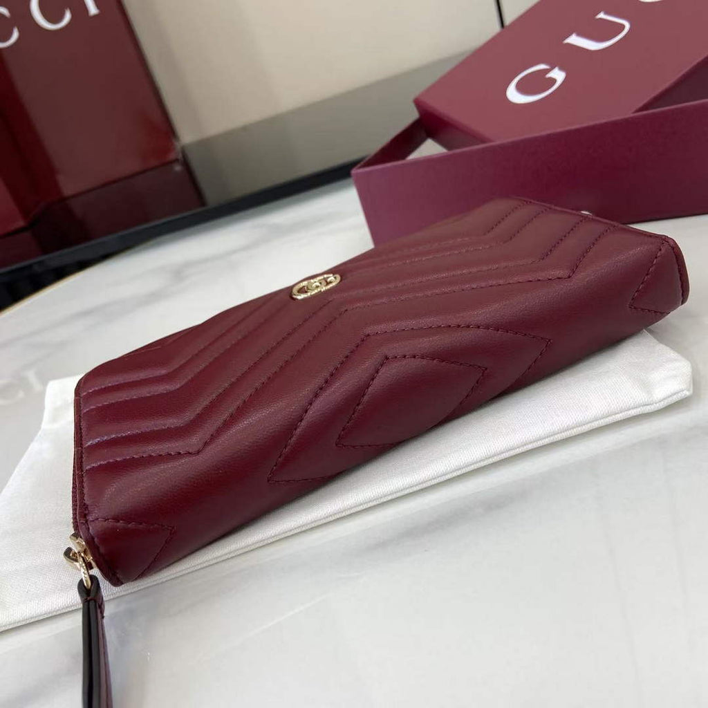 Gucci GG Marmont Leather Zip Wallet - Wine Red 837758