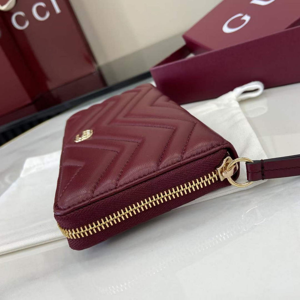 Gucci GG Marmont Leather Zip Wallet - Wine Red 837758
