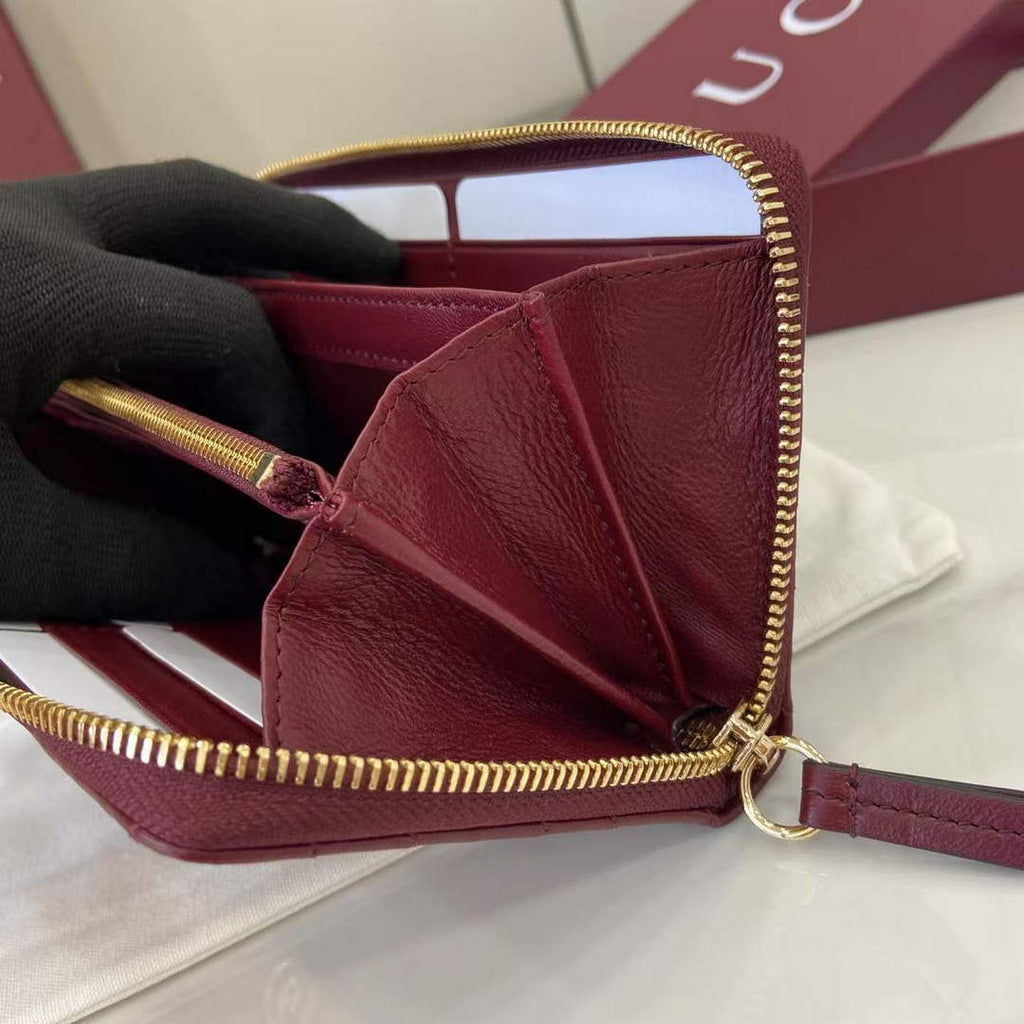 Gucci GG Marmont Leather Zip Wallet - Wine Red 837758