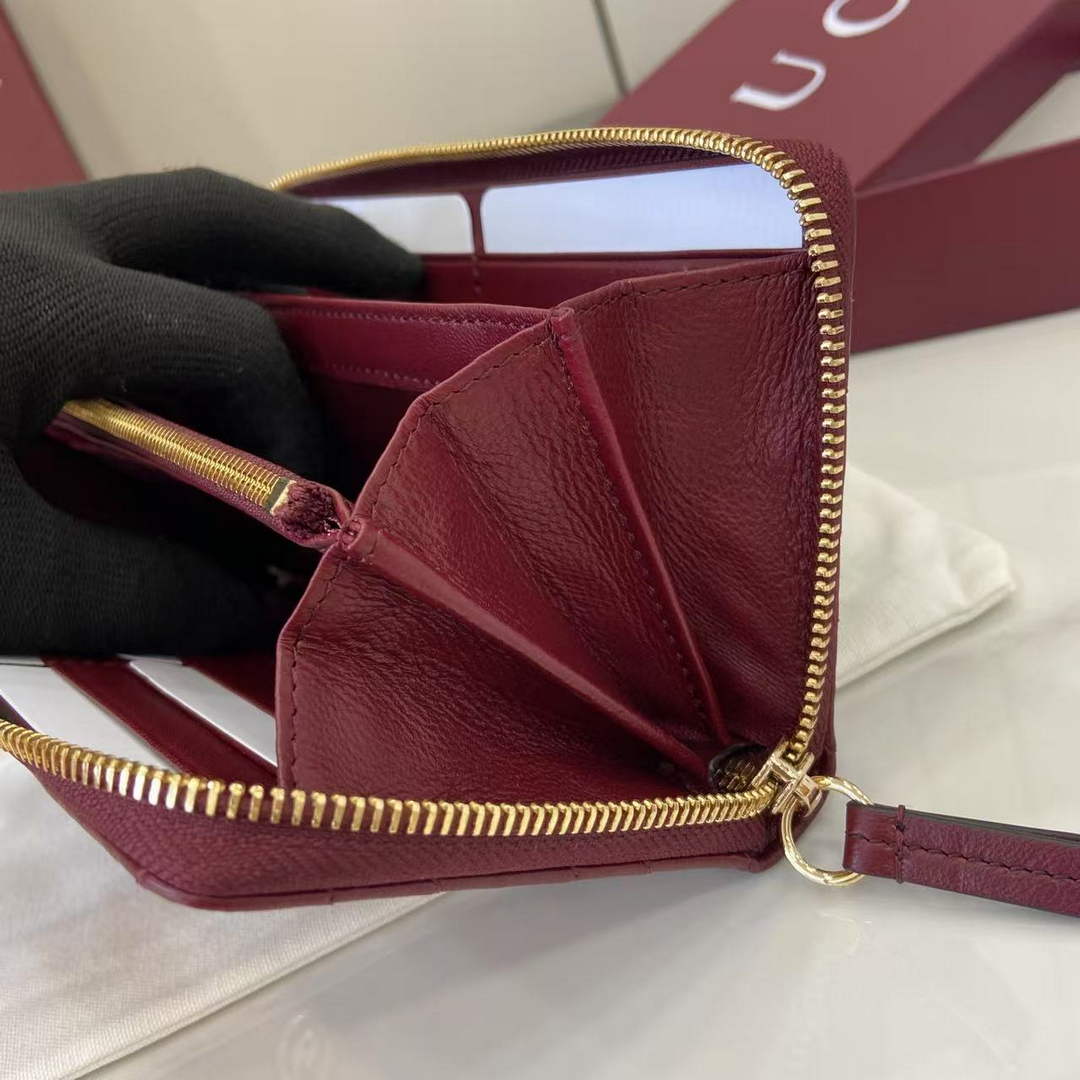 Gucci GG Marmont Leather Zip Wallet - Wine Red 837758