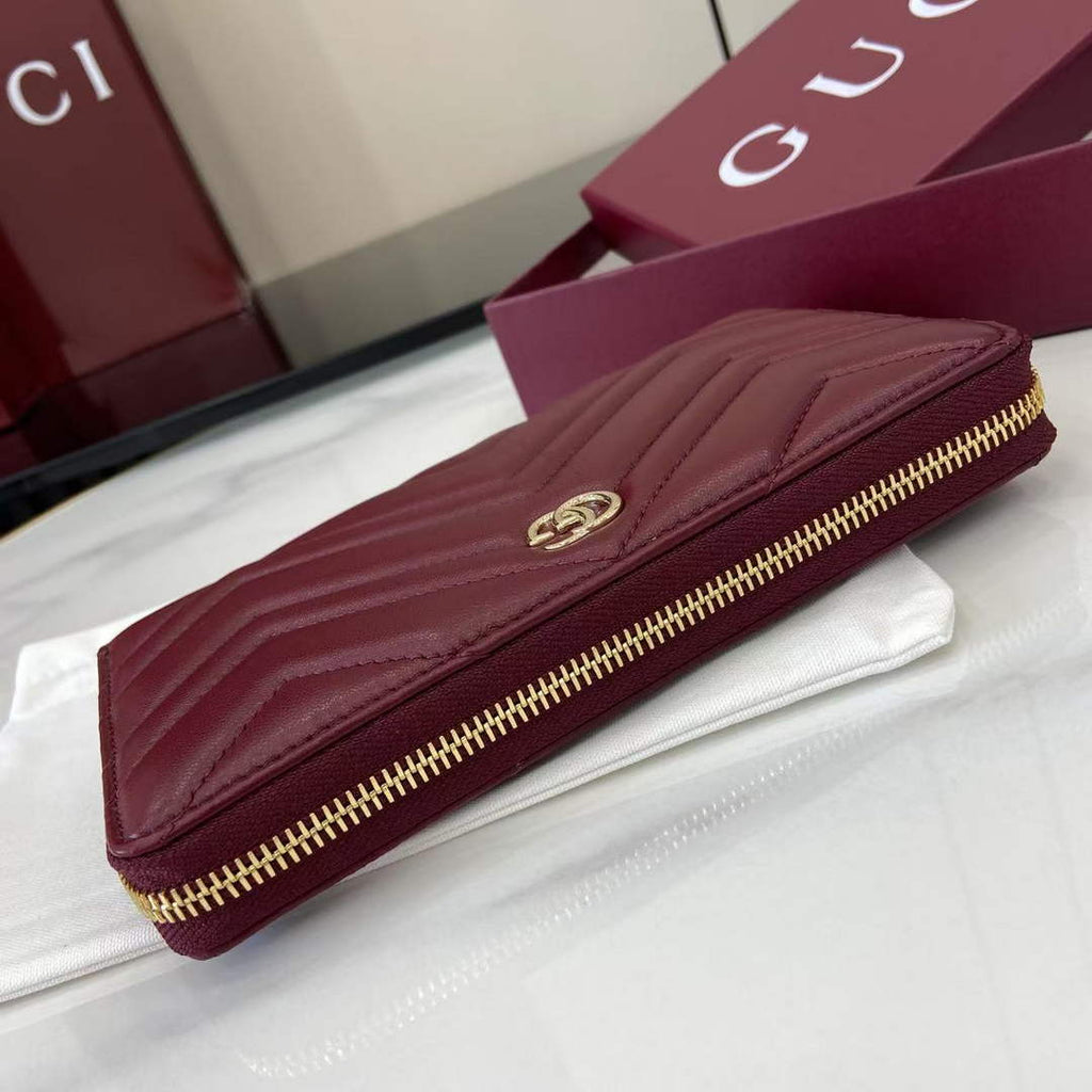 Gucci GG Marmont Leather Zip Wallet - Wine Red 837758
