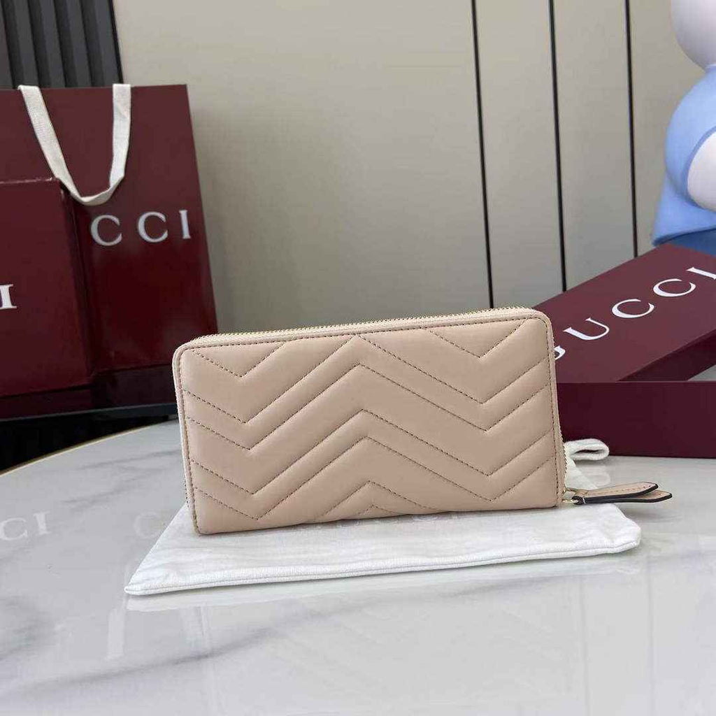 Gucci GG Marmont Leather Zip Wallet - Dark Beige 837758