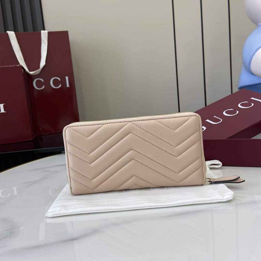 Gucci GG Marmont Leather Zip Wallet - Dark Beige 837758