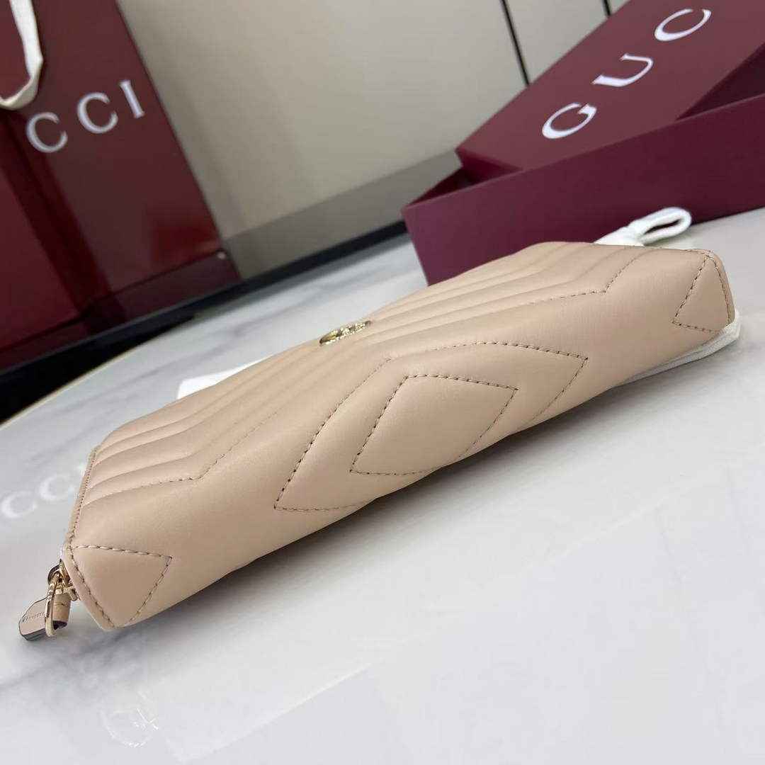 Gucci GG Marmont Leather Zip Wallet - Dark Beige 837758