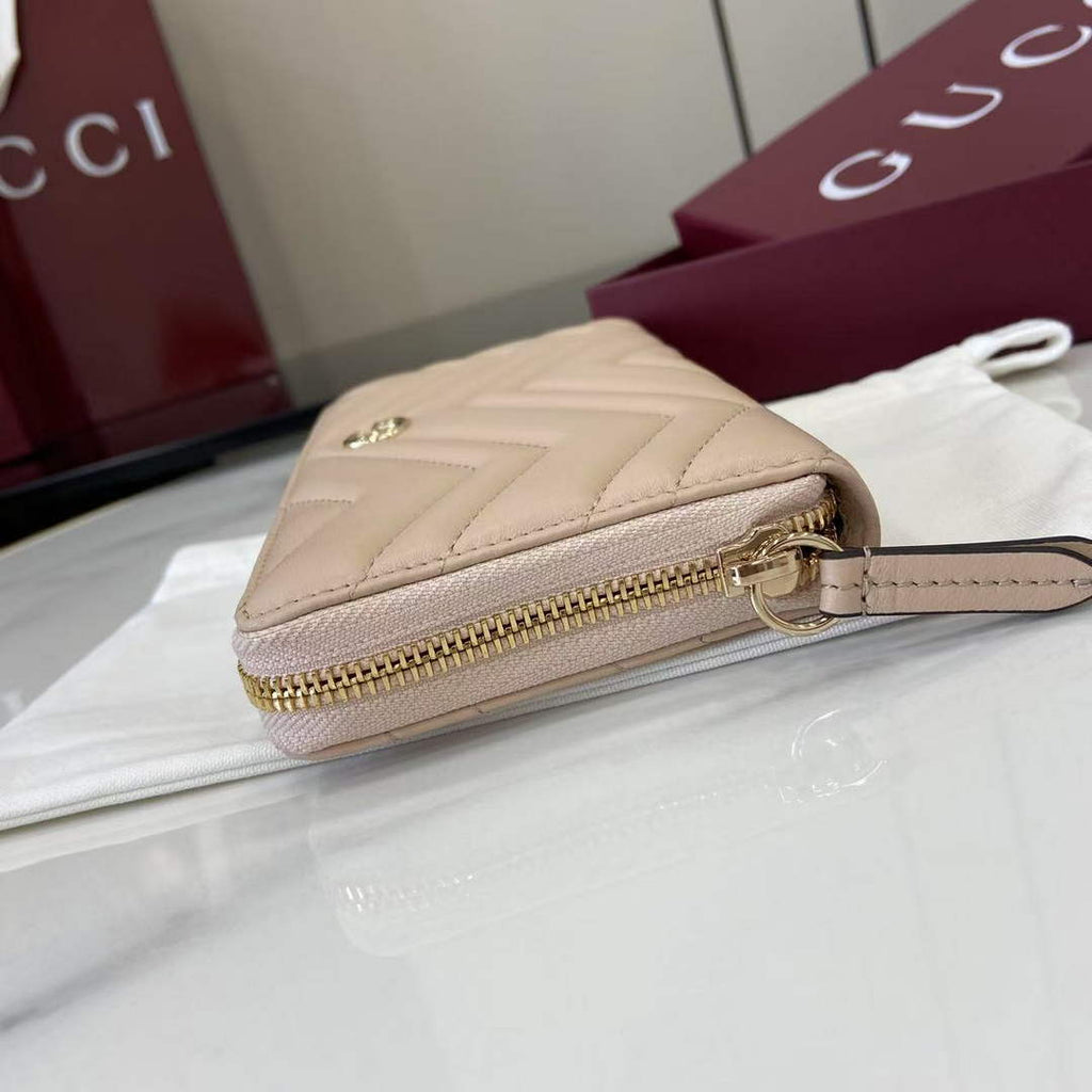 Gucci GG Marmont Leather Zip Wallet - Dark Beige 837758