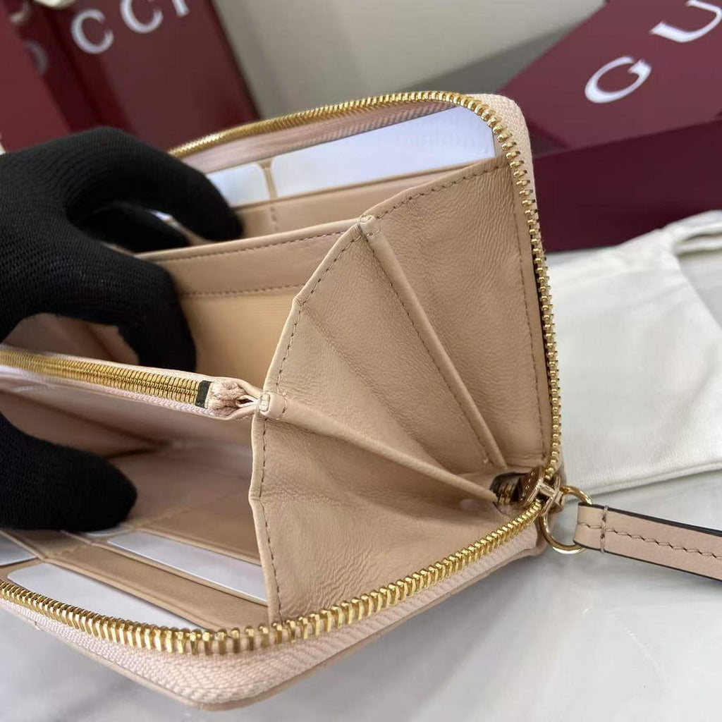 Gucci GG Marmont Leather Zip Wallet - Dark Beige 837758