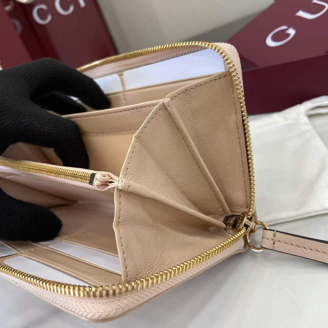 Gucci GG Marmont Leather Zip Wallet - Dark Beige 837758