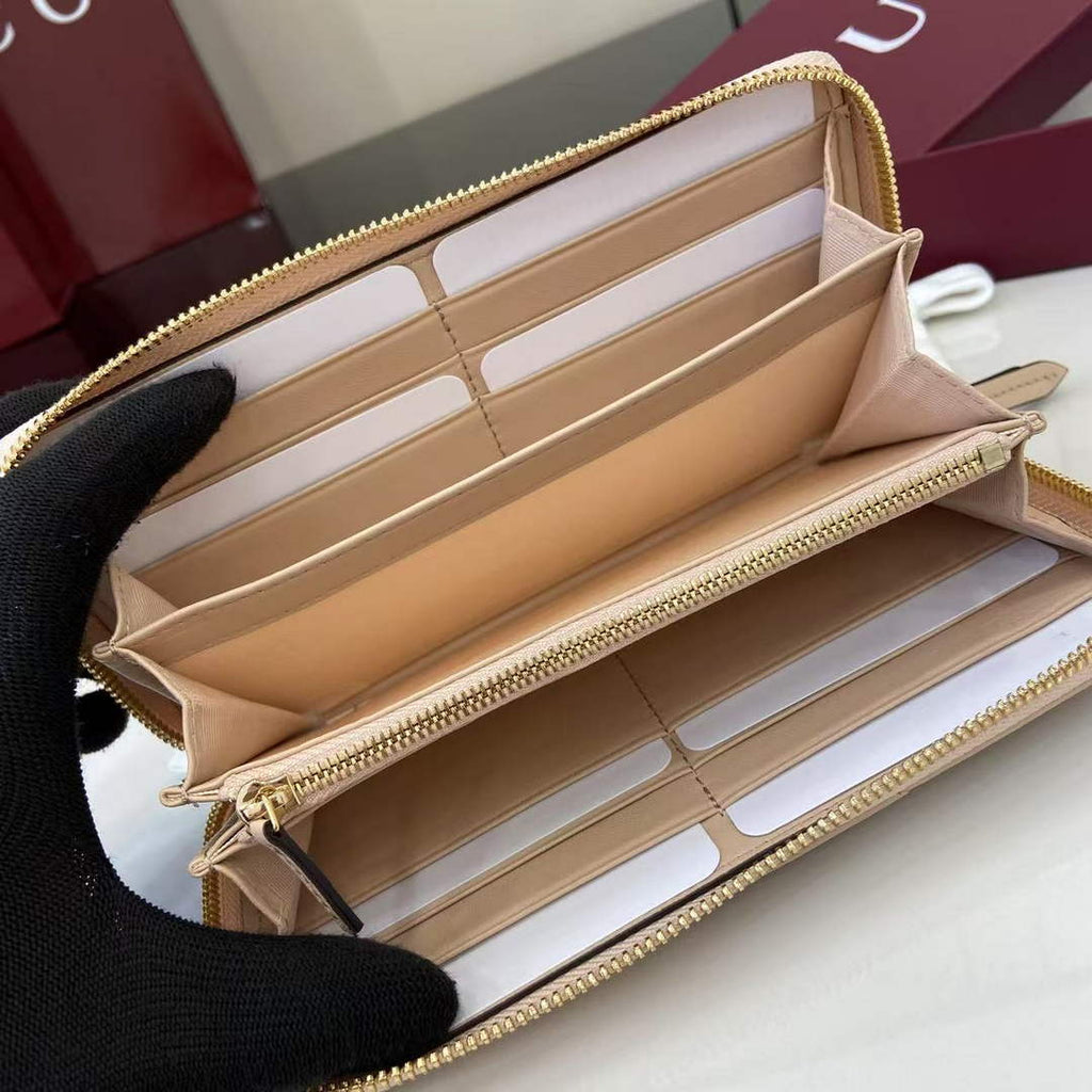 Gucci GG Marmont Leather Zip Wallet - Dark Beige 837758