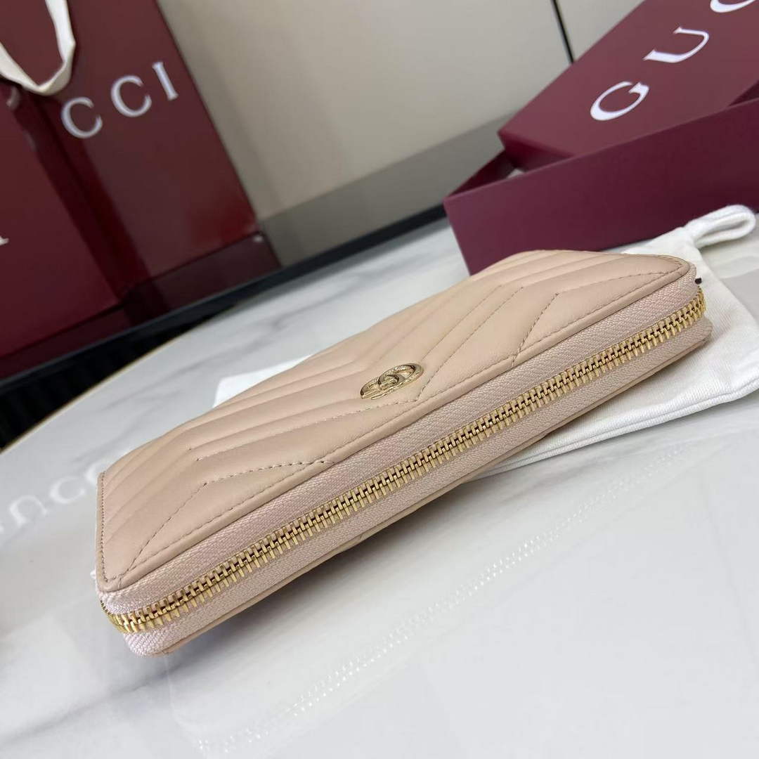 Gucci GG Marmont Leather Zip Wallet - Dark Beige 837758