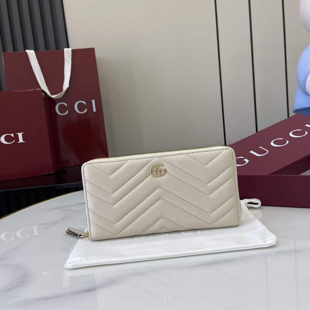 Gucci GG Marmont Leather Zip Wallet - Beige 837758