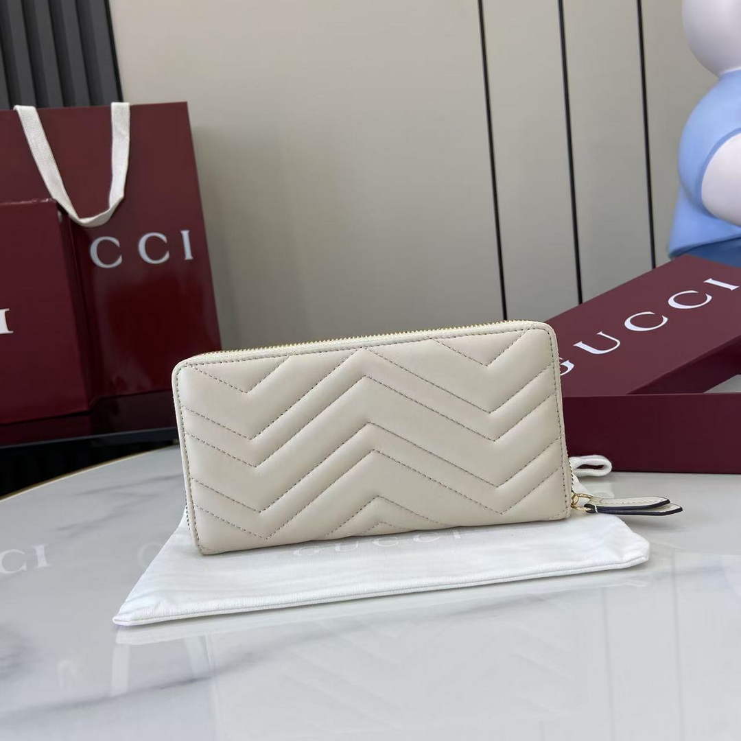 Gucci GG Marmont Leather Zip Wallet - Beige 837758