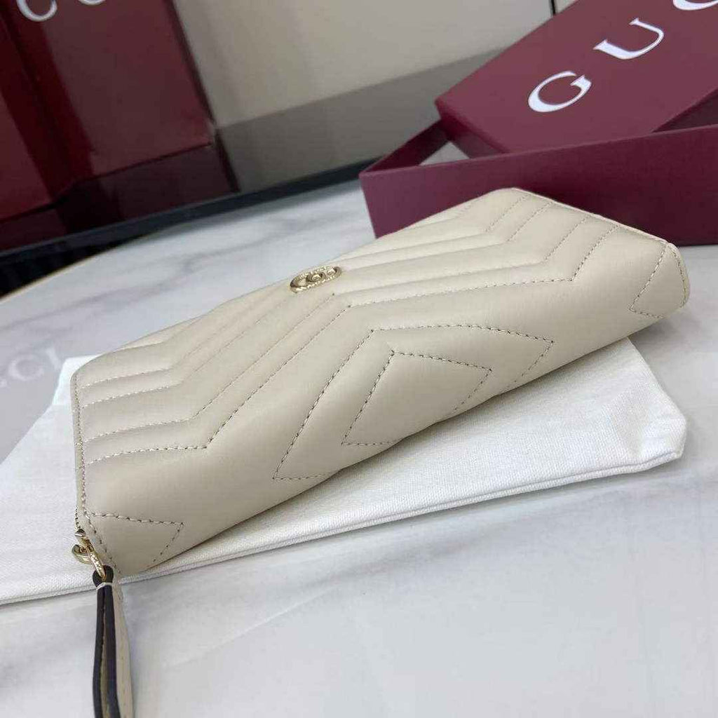 Gucci GG Marmont Leather Zip Wallet - Beige 837758