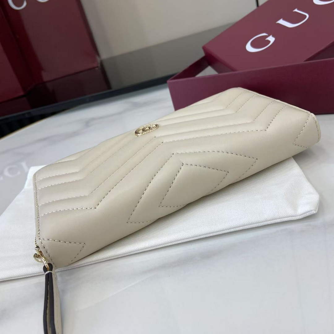 Gucci GG Marmont Leather Zip Wallet - Beige 837758