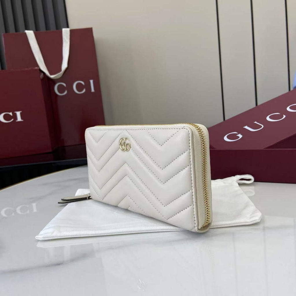 Gucci GG Marmont Leather Zip Wallet - Beige 837758
