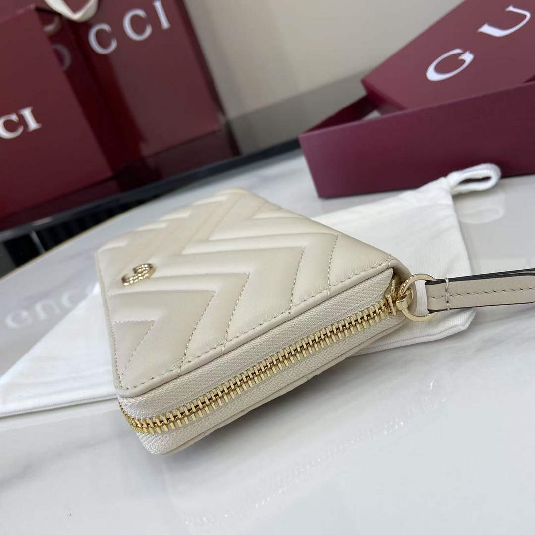 Gucci GG Marmont Leather Zip Wallet - Beige 837758