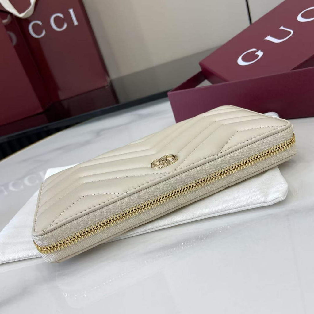 Gucci GG Marmont Leather Zip Wallet - Beige 837758