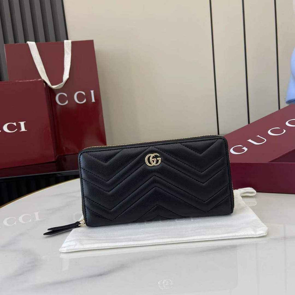 Gucci GG Marmont Leather Zip Wallet - Black 837758
