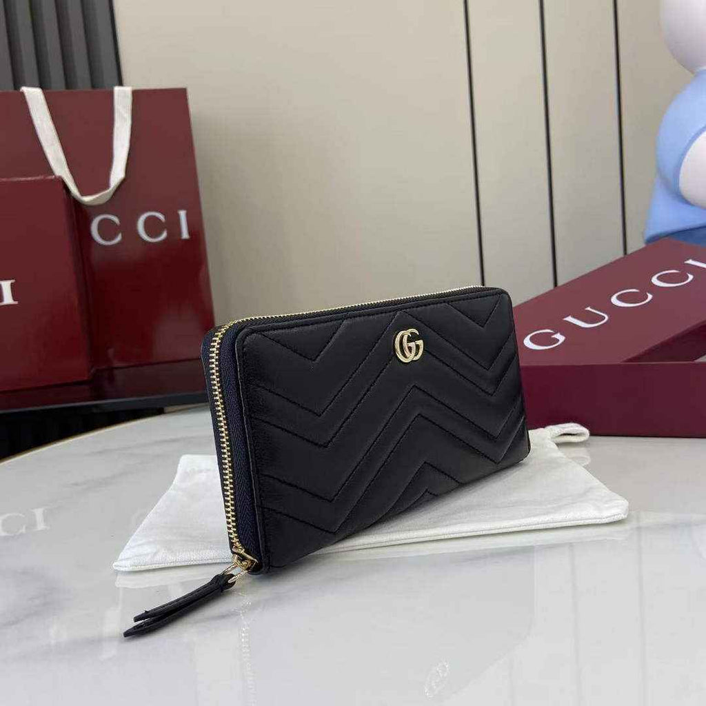 Gucci GG Marmont Leather Zip Wallet - Black 837758