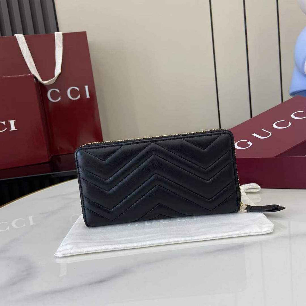 Gucci GG Marmont Leather Zip Wallet - Black 837758