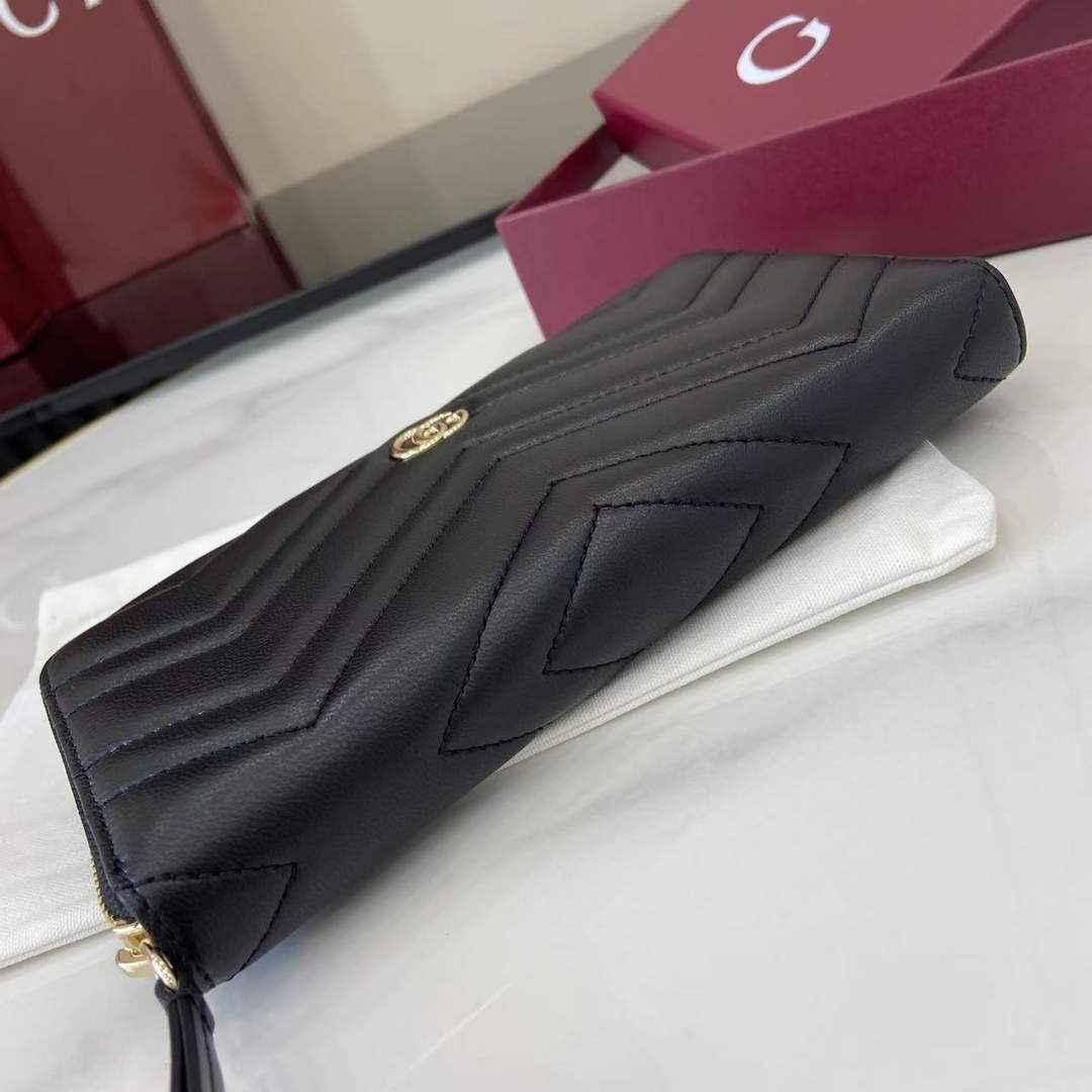 Gucci GG Marmont Leather Zip Wallet - Black 837758