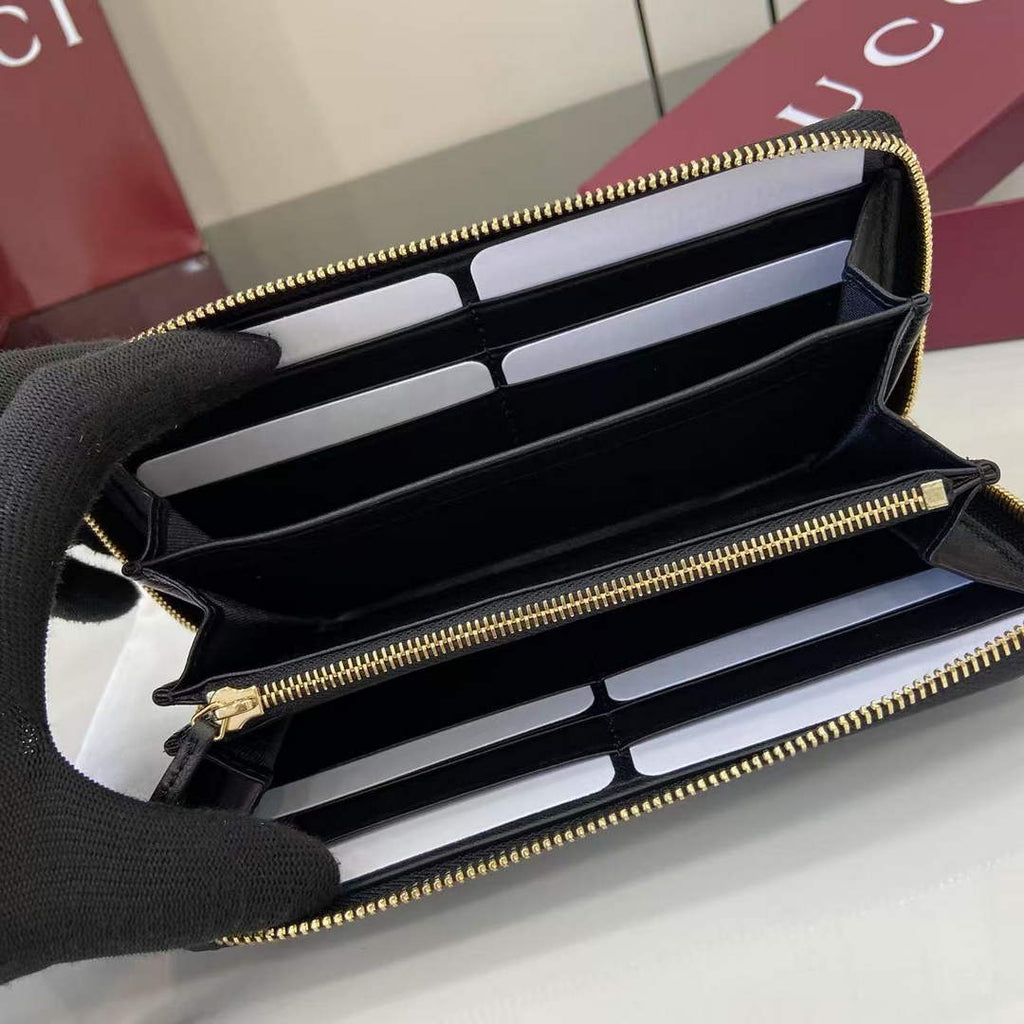 Gucci GG Marmont Leather Zip Wallet - Black 837758