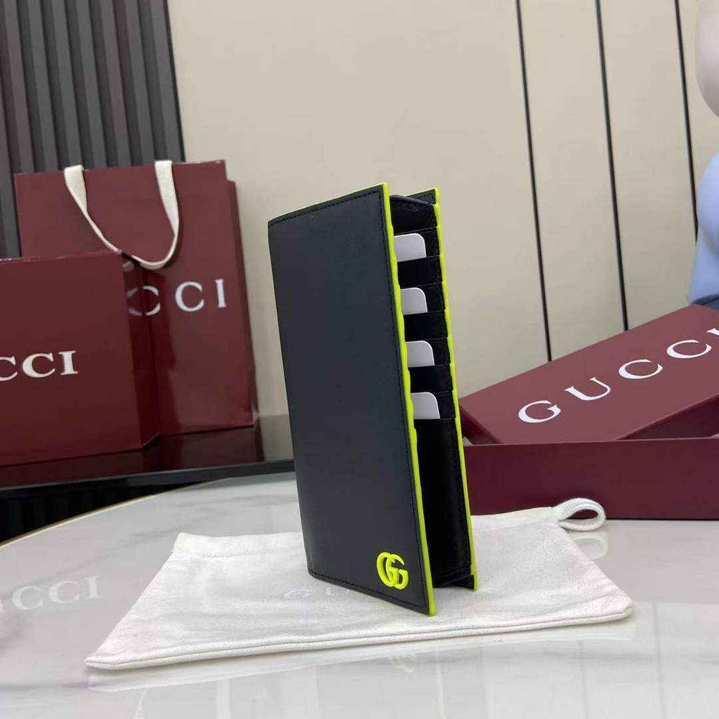 Gucci GG Marmont long wallet 835054 in black green soft leather