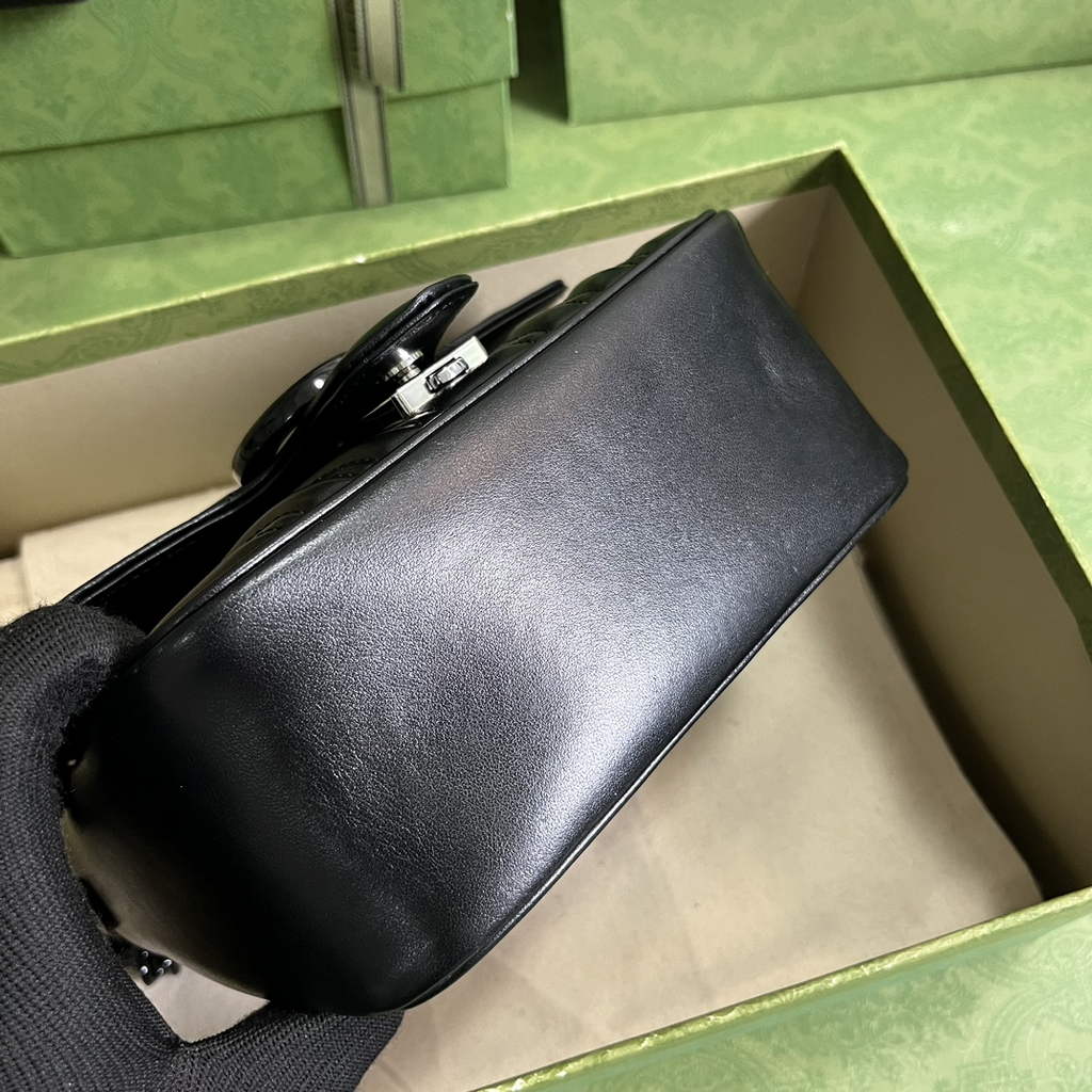 Gucci GG Marmont mini shoulder bag, 739681 in black leather