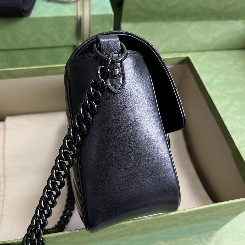 Gucci GG Marmont mini shoulder bag, 739681 in black leather