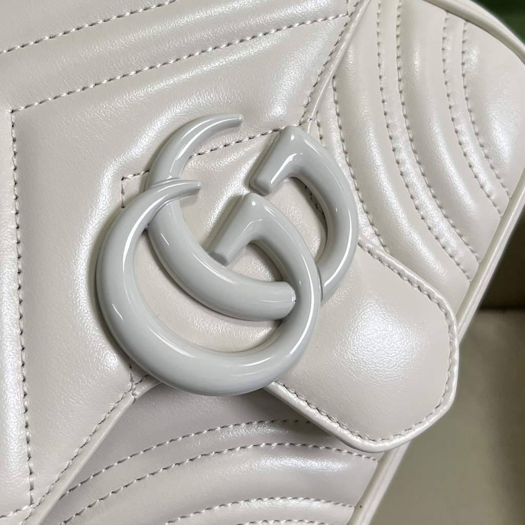 Gucci GG Marmont mini shoulder bag, 739681 in white leather