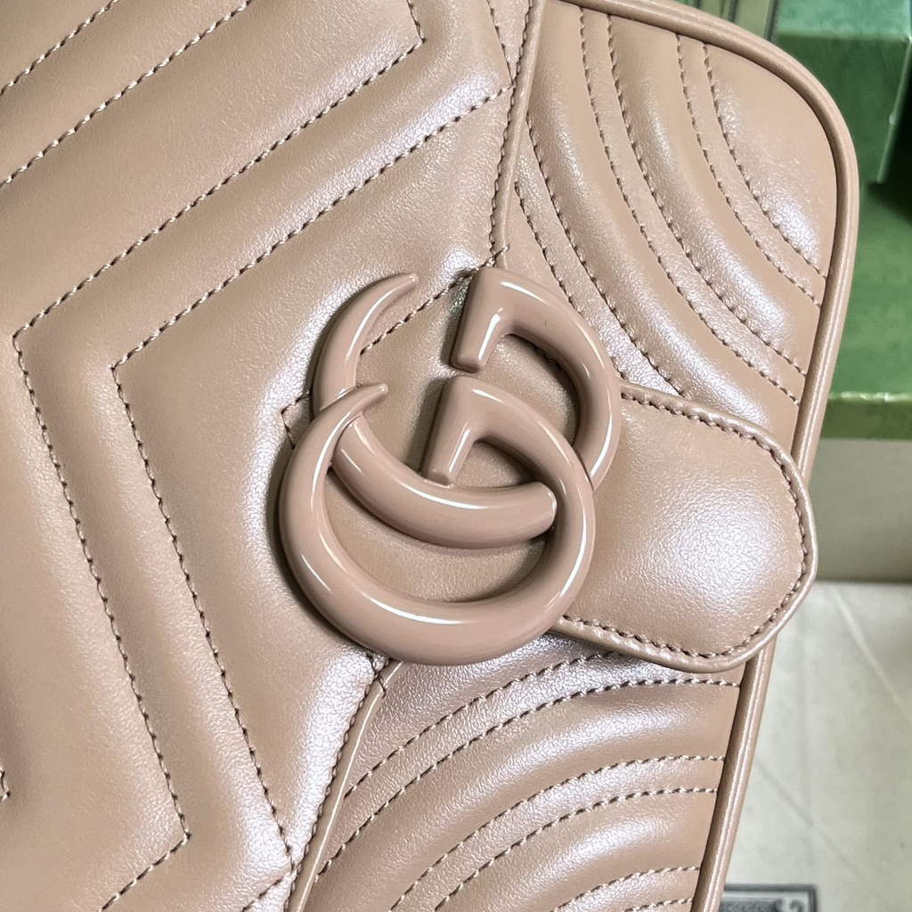 Gucci GG Marmont mini shoulder bag, 739681 in taupe leather
