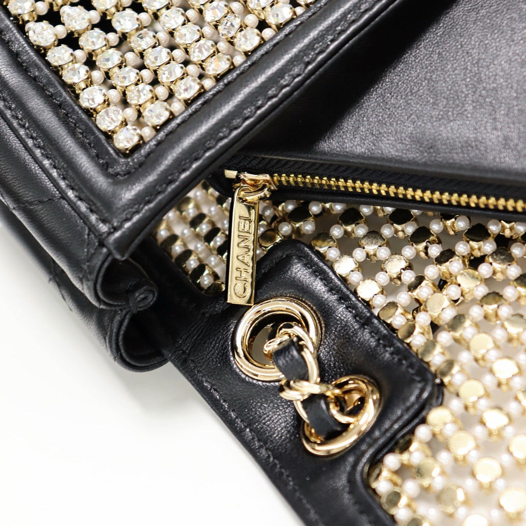 Chanel Small flap bag, AS4962 black gold lambskin, diamanté