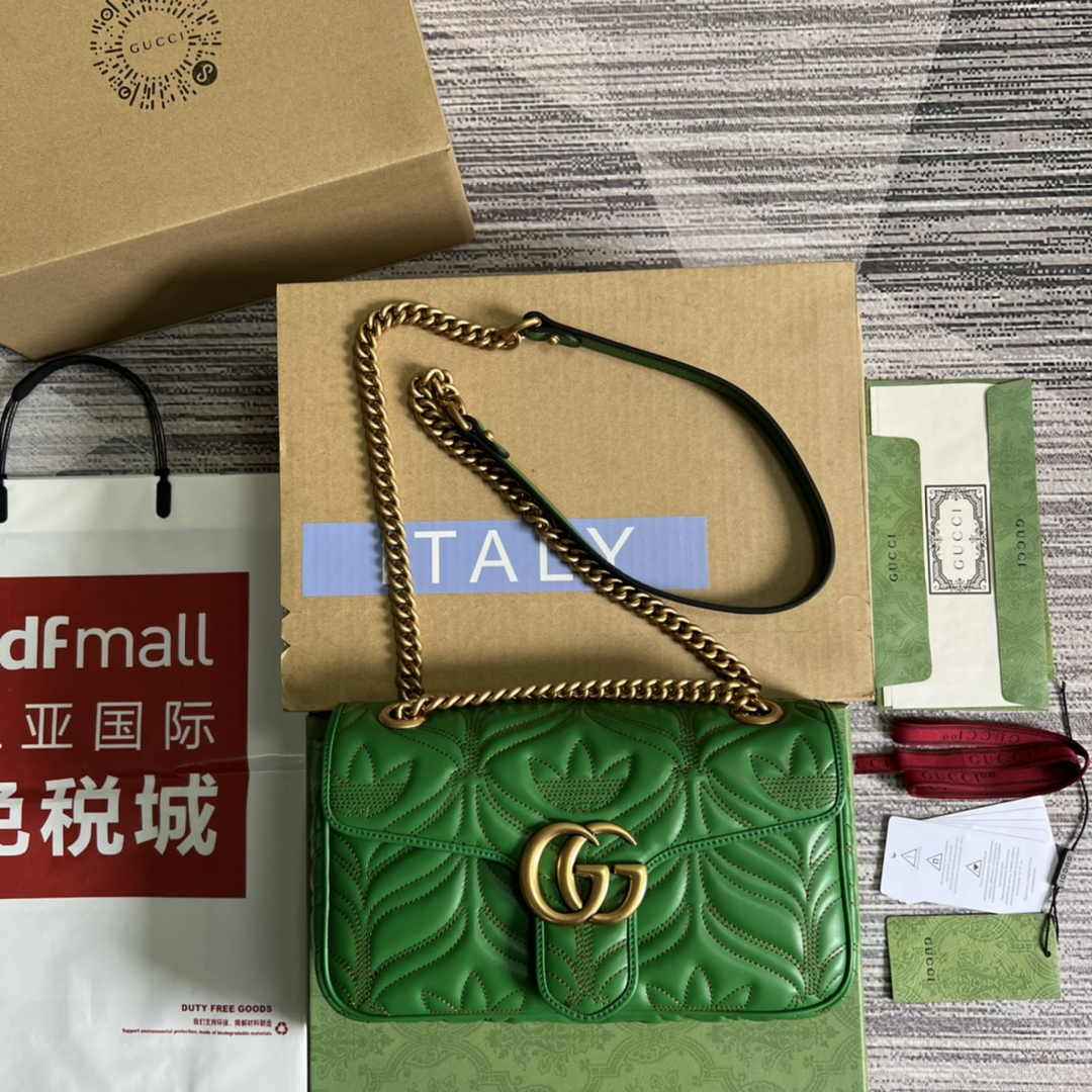 Gucci GG Marmont Small Shoulder Bag 443497 Leather Green