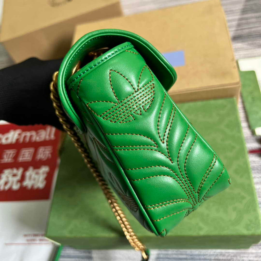 Gucci GG Marmont Small Shoulder Bag 443497 Leather Green