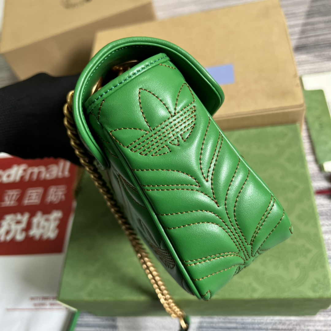 Gucci GG Marmont Small Shoulder Bag 443497 Leather Green