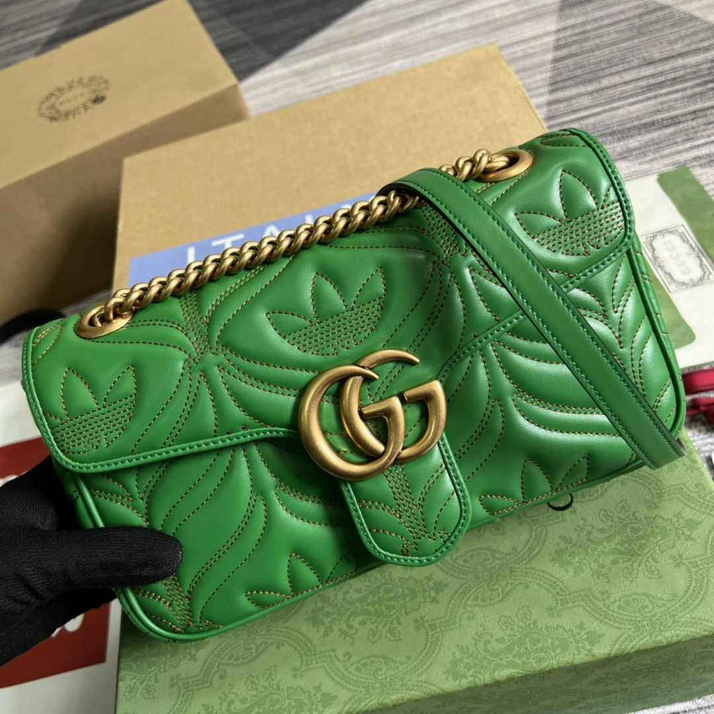 Gucci GG Marmont Small Shoulder Bag 443497 Leather Green