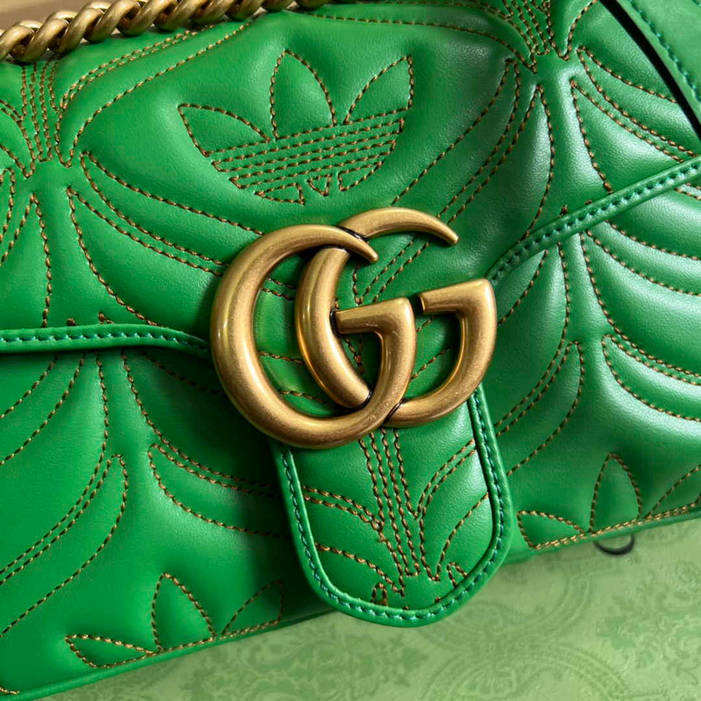 Gucci GG Marmont Small Shoulder Bag 443497 Leather Green