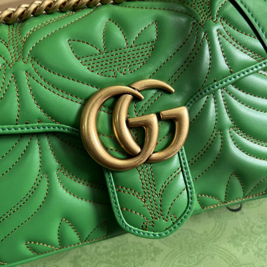 Gucci GG Marmont Small Shoulder Bag 443497 Leather Green