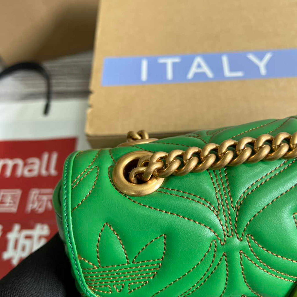 Gucci GG Marmont Small Shoulder Bag 443497 Leather Green