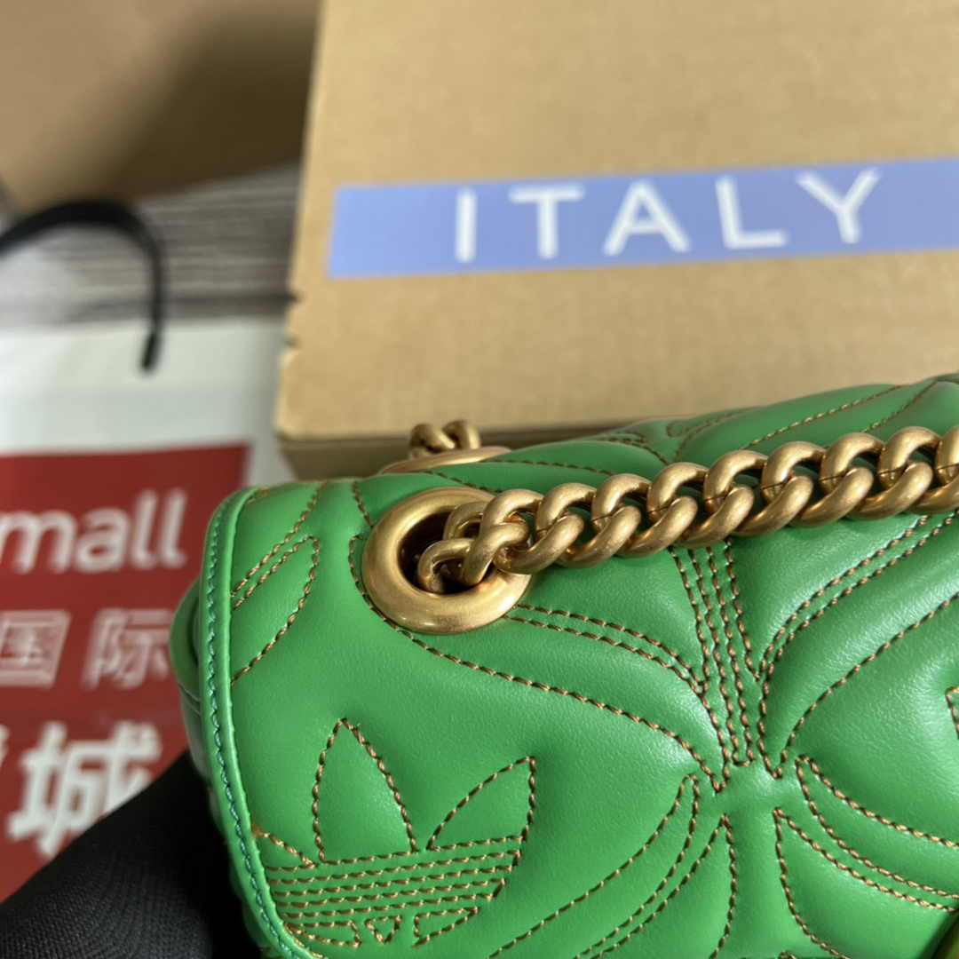Gucci GG Marmont Small Shoulder Bag 443497 Leather Green