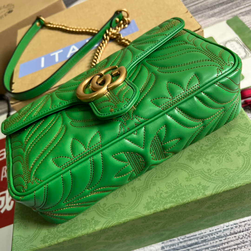 Gucci GG Marmont Small Shoulder Bag 443497 Leather Green