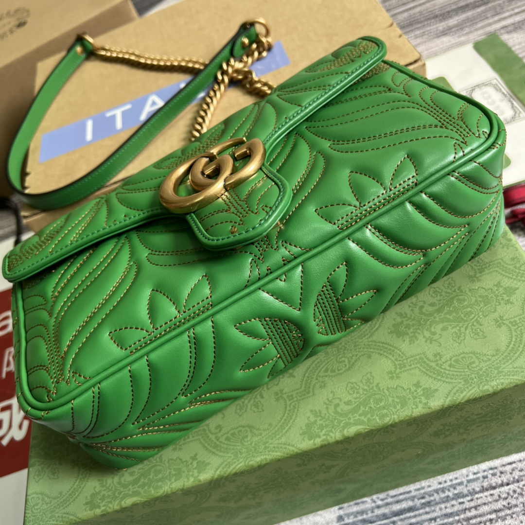 Gucci GG Marmont Small Shoulder Bag 443497 Leather Green