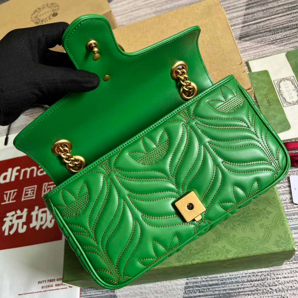 Gucci GG Marmont Small Shoulder Bag 443497 Leather Green