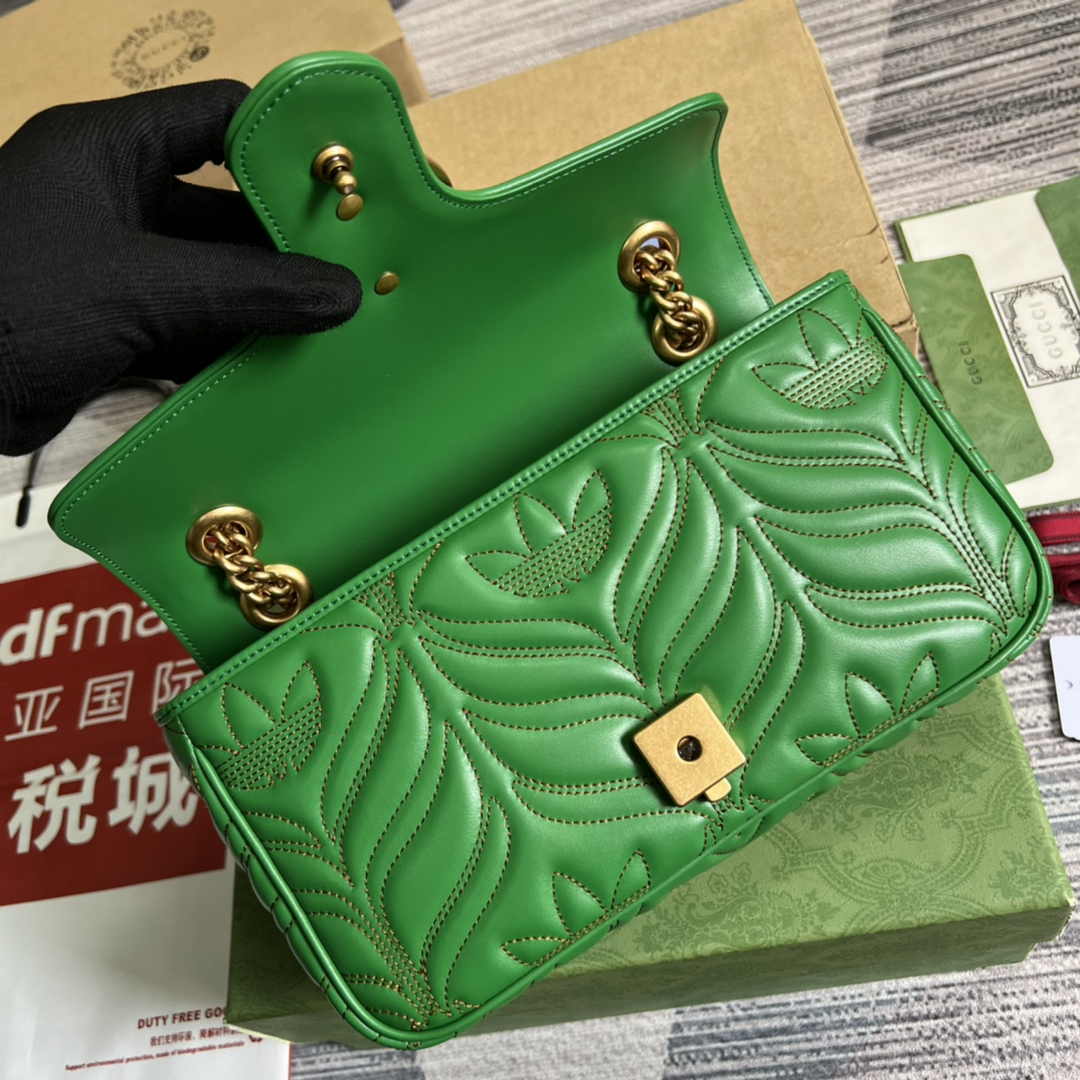 Gucci GG Marmont Small Shoulder Bag 443497 Leather Green