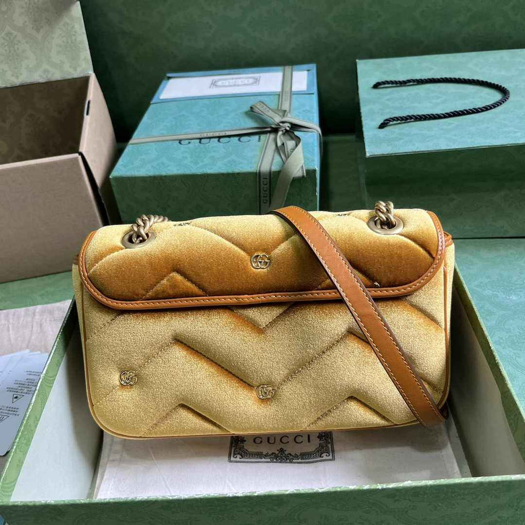 Gucci GG Marmont Small Shoulder Bag 443497 Brown Velvet