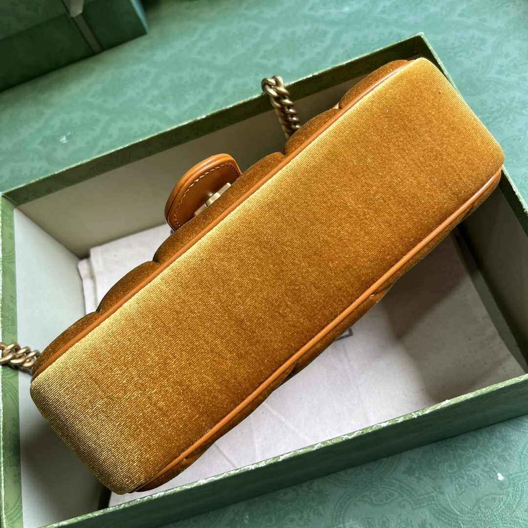 Gucci GG Marmont Small Shoulder Bag 443497 Brown Velvet